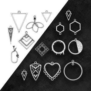 Silver Plated Geometric Charms Pendants for DIY Jewelry Making
