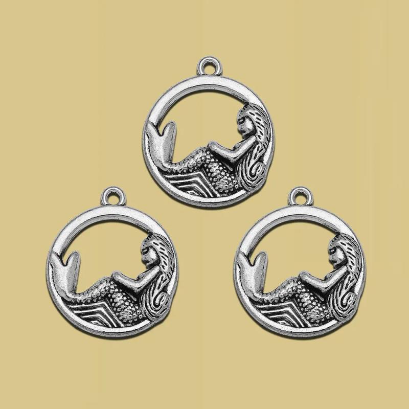 Silver Plated Mermaid Fairy Charms Ocean Pendants DIY Jewelry