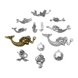 Silver Plated Mermaid Fairy Charms Ocean Pendants DIY Jewelry
