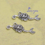 Silver Plated Mermaid Fairy Charms Ocean Pendants DIY Jewelry