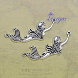 Silver Plated Mermaid Fairy Charms Ocean Pendants DIY Jewelry
