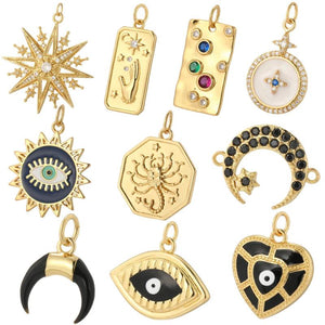 Sun Moon Star Evil Eye Charms for Jewelry Making Heart Accessories