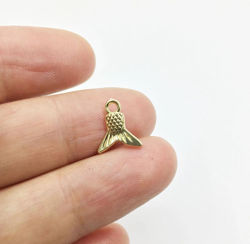 20pcs 10mm Mini Mermaid Tail Zinc Alloy Jewelry DIY 2 colors