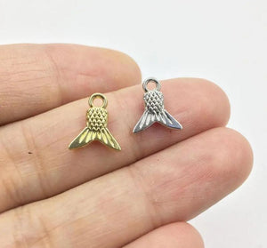 20pcs 10mm Mini Mermaid Tail Zinc Alloy Jewelry DIY 2 colors