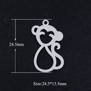 5pcs Smiling Monkey Stainless Steel Jewelry Pendant DIY Charms