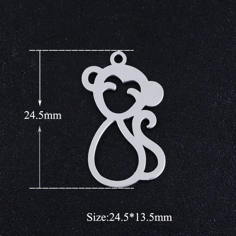 5pcs Smiling Monkey Stainless Steel Jewelry Pendant DIY Charms