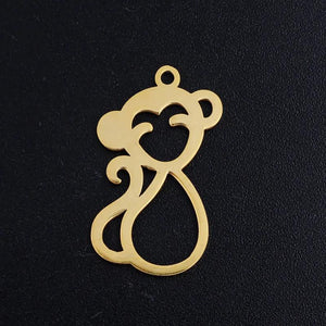 5pcs Smiling Monkey Stainless Steel Jewelry Pendant DIY Charms