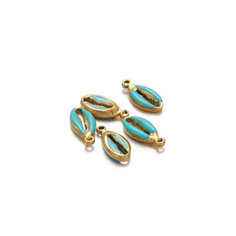 5Pcs Enamel Shell Charms for DIY Jewelry Making