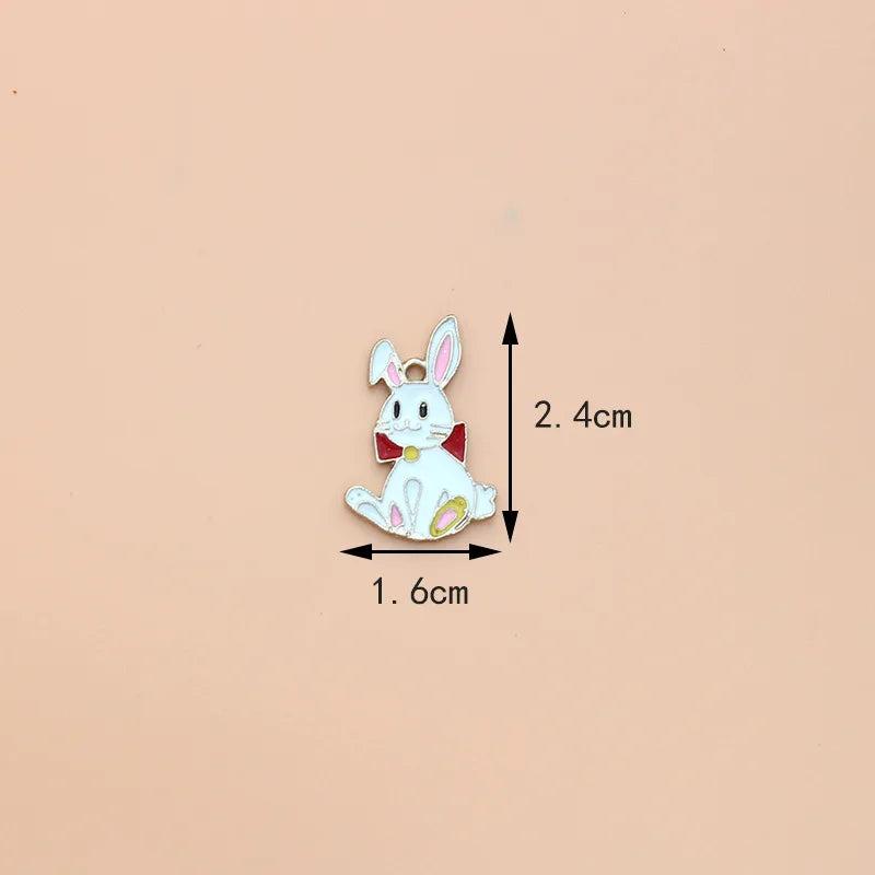 10Pcs/Lot Enamel Rabbit Charms Animal Pendant for DIY Jewelry Making