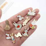 10Pcs/Lot Enamel Rabbit Charms Animal Pendant for DIY Jewelry Making