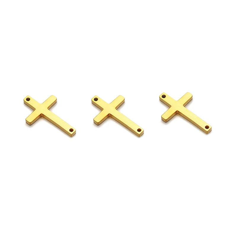5PCS Stainless Steel Cross Pendant DIY Christian Catholic Charm