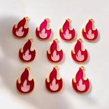 10Pcs Red Enamel Flame Charm Fire Pendants Jewelry Making Earrings Necklaces Key