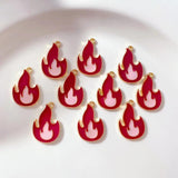 10Pcs Red Enamel Flame Charm Fire Pendants Jewelry Making Earrings Necklaces Key