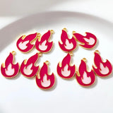 10Pcs Red Enamel Flame Charm Fire Pendants Jewelry Making Earrings Necklaces Key