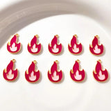 10Pcs Red Enamel Flame Charm Fire Pendants Jewelry Making Earrings Necklaces Key