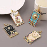 Painted Tarot Charms Moon Star Sun DIY Pendant Necklace