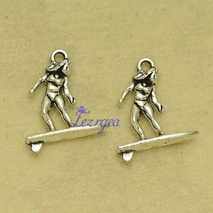 Silver Plated Surfing Sports Charms Sailboat Pendant for DIY Jewelry Making