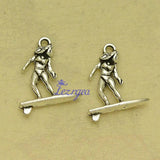 Silver Plated Surfing Sports Charms Sailboat Pendant for DIY Jewelry Making