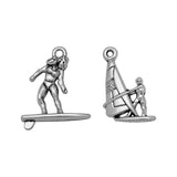 Silver Plated Surfing Sports Charms Sailboat Pendant for DIY Jewelry Making