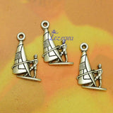 Silver Plated Surfing Sports Charms Sailboat Pendant for DIY Jewelry Making