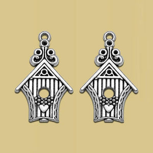 Silver Plated Bird Cage Charms for Earring Jewelry Making