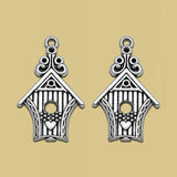 Silver Plated Bird Cage Charms for Earring Jewelry Making