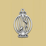 Silver Plated Bird Cage Charms for Earring Jewelry Making