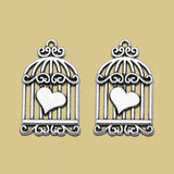 Silver Plated Bird Cage Charms for Earring Jewelry Making