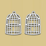 Silver Plated Bird Cage Charms for Earring Jewelry Making