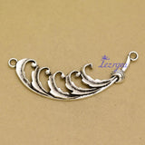 10pcs Antique Silver Feather Charms Connect Pendants DIY Necklace Supplies