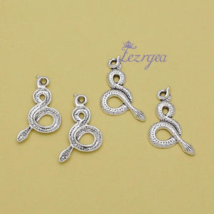 20pcs Antique Silver Plated Snake Charm Pendant Diy Jewelry Making Findings
