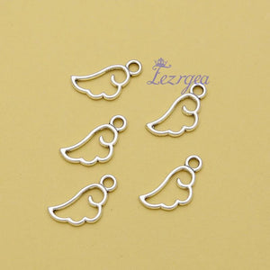 80pcs 10x17mm Antique Silver Wings Feather Charms Fairy Pendants