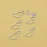 80pcs 10x17mm Antique Silver Wings Feather Charms Fairy Pendants