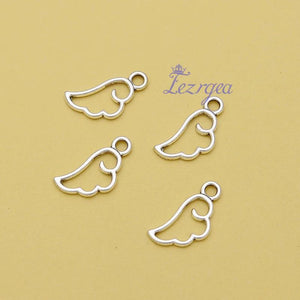 80pcs 10x17mm Antique Silver Wings Feather Charms Fairy Pendants