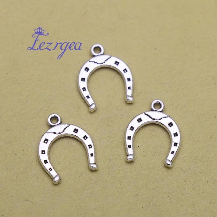 50pcs Antique Silver Plated Horseshoe Charms 16x13mm DIY Jewelry Accessories