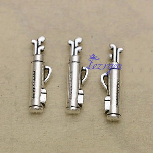 20pcs Antique Silver 3D Golf Bag Charms 23x6mm DIY Jewelry Accessories