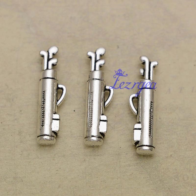 20pcs Antique Silver 3D Golf Bag Charms 23x6mm DIY Jewelry Accessories