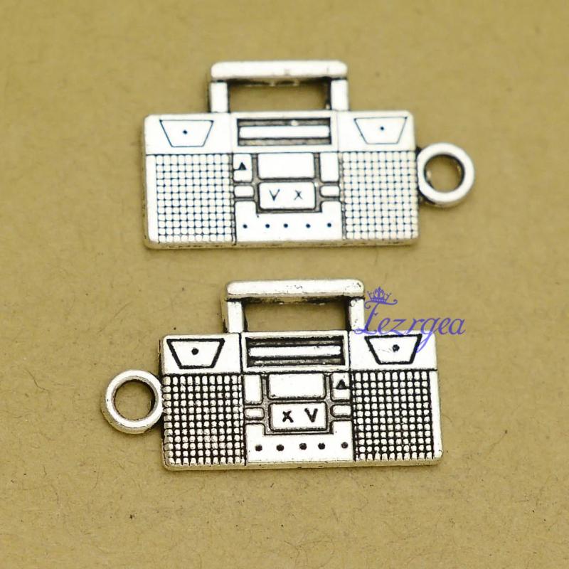 Antique Silver Plated Old Radio Charms 23x13mm DIY Jewelry Supplies