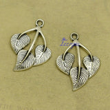 20pcs Antique Silver Leaf Branch Charms Pendants DIY Necklace Supplies