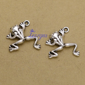 30pcs/lot Antique Silver Plated Frog Charms 18x19mm DIY Jewelry Accessories