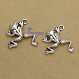 30pcs/lot Antique Silver Plated Frog Charms 18x19mm DIY Jewelry Accessories