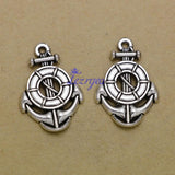 15pcs Antique Silver Life Ring and Anchor Charms 26x17mm DIY Jewelry Supplies