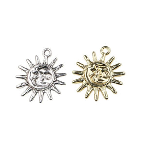 10pcs 25mm Sun Zinc Alloy Charms Pendant Necklace Earring Bracelet 2 Colors