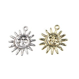 10pcs 25mm Sun Zinc Alloy Charms Pendant Necklace Earring Bracelet 2 Colors