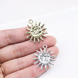 10pcs 25mm Sun Zinc Alloy Charms Pendant Necklace Earring Bracelet 2 Colors
