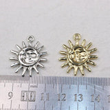 10pcs 25mm Sun Zinc Alloy Charms Pendant Necklace Earring Bracelet 2 Colors
