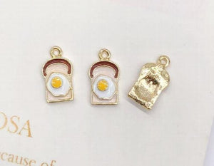 10pcs Rabbit Radish Bread Fork Enamel Charms DIY Craft Brace