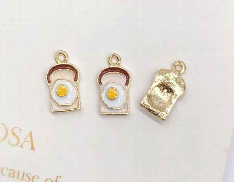 10pcs Rabbit Radish Bread Fork Enamel Charms DIY Craft Brace