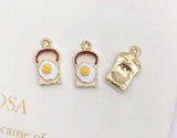 10pcs Rabbit Radish Bread Fork Enamel Charms DIY Craft Brace