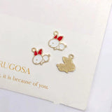 10pcs Rabbit Radish Bread Fork Enamel Charms DIY Craft Brace